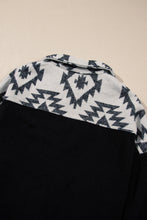 Load image into Gallery viewer, Black Aztec Patchwork Buttoned Corduroy Shacket