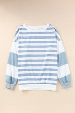 Load image into Gallery viewer, Striped Casual Drop Shoulder Pullover Sweatshirt