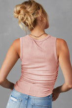 Load image into Gallery viewer, Apricot Pink Plain Ruched Side Slim Tank Top