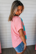 Load image into Gallery viewer, Rose &amp; Blue Colorblock Exposed Seam Tee