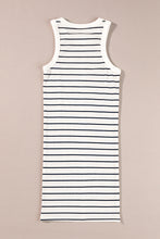 Load image into Gallery viewer, White Stripe Ribbed Knit Tank Mini Dress