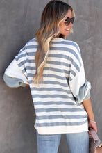 Load image into Gallery viewer, Striped Casual Drop Shoulder Pullover Sweatshirt