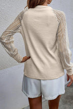 Load image into Gallery viewer, Ribbed Solid Color Striped Mesh Long Sleeve Top