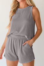 Load image into Gallery viewer, Erin-Medium Grey Corded Sleeveless Top and Pocketed Shorts Set