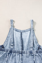 Load image into Gallery viewer, Beau Blue Light Wash Frayed Exposed Seam Wide Leg Denim Overall