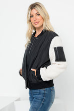 Load image into Gallery viewer, Onion Quilted Bomber With Sherpa Sleeves