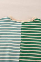 Load image into Gallery viewer, Green Stripe Casual Stripe Colorblock Drop Shoulder Oversize Sweatshirt