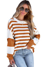 Load image into Gallery viewer, Striped Casual Drop Shoulder Pullover Sweatshirt