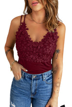 Load image into Gallery viewer, Casual Lace Overlay Strappy Hollow Out Camisole Top