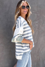 Load image into Gallery viewer, Striped Casual Drop Shoulder Pullover Sweatshirt