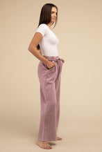 Load image into Gallery viewer, Acid Wash Fleece Palazzo Sweatpants with Pockets