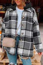 Load image into Gallery viewer, Red Plaid Button Front Hooded Shacket