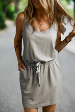 Load image into Gallery viewer, Gray Sleeveless Drawstring Waist Mini Dress