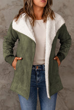 Load image into Gallery viewer, Green Faux Suede Fleece Lined Open Front Jacket