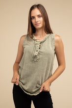 Load image into Gallery viewer, Olivia: Half-Button Raw Edge Sleeveless  Top