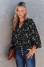 Load image into Gallery viewer, Frill Split V Neck Boho Crinkled Blouse