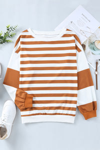 Striped Casual Drop Shoulder Pullover Sweatshirt