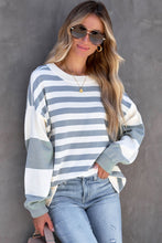 Load image into Gallery viewer, Striped Casual Drop Shoulder Pullover Sweatshirt