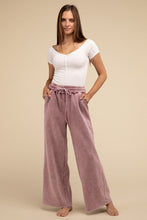 Load image into Gallery viewer, Acid Wash Fleece Palazzo Sweatpants with Pockets