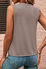 Load image into Gallery viewer, Khaki Solid V Neck Pleat Sleeveless Shirt