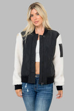 Load image into Gallery viewer, Onion Quilted Bomber With Sherpa Sleeves