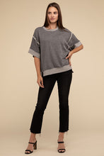 Load image into Gallery viewer, Courtney-Contrast Trim Top Stitching Drop Shoulder Top