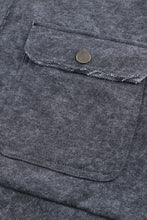 Load image into Gallery viewer, Gray Vintage Washed Flap Pocket Button Shacket