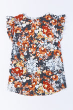 Load image into Gallery viewer, Multicolor Vintage Floral Flutter Sleeve Plus Size Top
