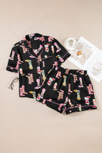 Load image into Gallery viewer, Black Western Boots Printed Short Pajama Set