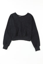 Load image into Gallery viewer, Black Acid Wash V-shape Open Back Sweatshirt