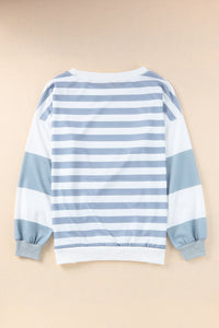 Striped Casual Drop Shoulder Pullover Sweatshirt