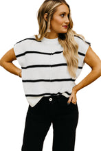 Load image into Gallery viewer, White Striped Batwing Sleeve Sweater