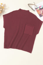 Load image into Gallery viewer, Patch Pocket Ribbed Knit Short Sleeve Sweater