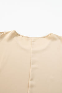 Parchment Knotted Slits Half Sleeve Tunic Blouse