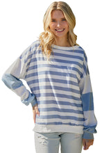 Load image into Gallery viewer, Striped Casual Drop Shoulder Pullover Sweatshirt