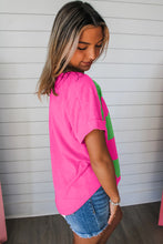 Load image into Gallery viewer, Rose &amp; Blue Colorblock Exposed Seam Tee