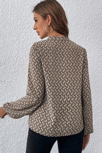 Adeline Khaki Geometric Print  Blouse