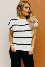 Load image into Gallery viewer, White Striped Batwing Sleeve Sweater