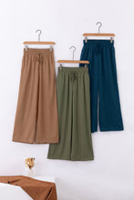 Load image into Gallery viewer, Green Brown Drawstring Elastic Waist Casual Wide Leg Pants