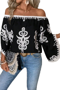 Camila Black Tribal Printed Blouse