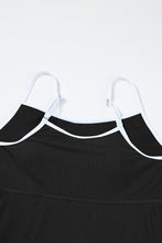 Load image into Gallery viewer, Black Sporty Ribbed Spaghetti Straps One Piece Swimdress