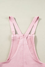 Load image into Gallery viewer, Pink Solid Color Knot Straps Denim Romper with Pockets