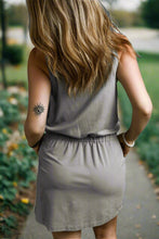 Load image into Gallery viewer, Gray Sleeveless Drawstring Waist Mini Dress