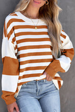 Load image into Gallery viewer, Striped Casual Drop Shoulder Pullover Sweatshirt