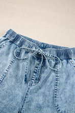 Load image into Gallery viewer, Myosotis Mineral Wash Drawstring Waist Loose Straight Denim Pants