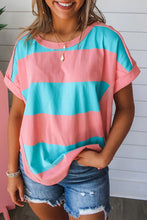 Load image into Gallery viewer, Rose &amp; Blue Colorblock Exposed Seam Tee