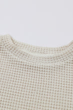 Load image into Gallery viewer, Beige Sunflower Mesh Long Sleeve Waffle Knit Top