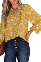 Load image into Gallery viewer, Frill Split V Neck Boho Crinkled Blouse