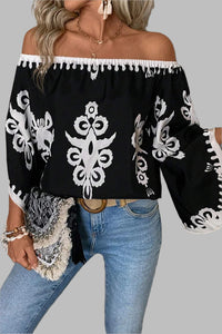 Camila Black Tribal Printed Blouse