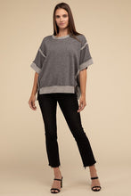 Load image into Gallery viewer, Courtney-Contrast Trim Top Stitching Drop Shoulder Top